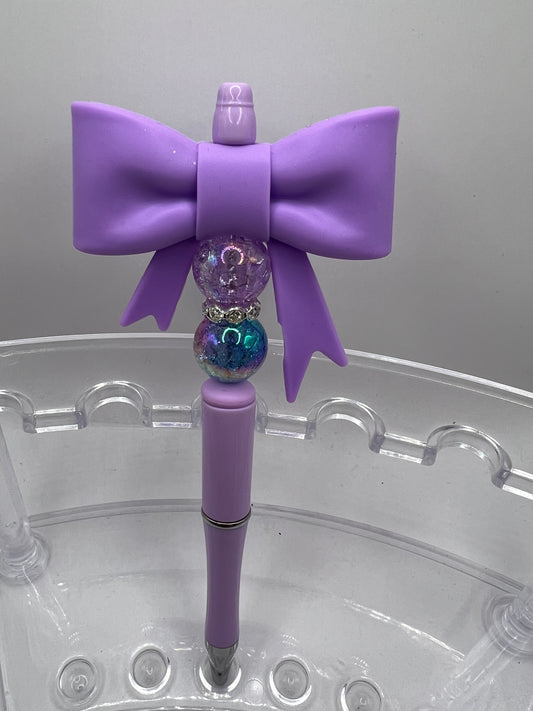 Purple bow beaded pen