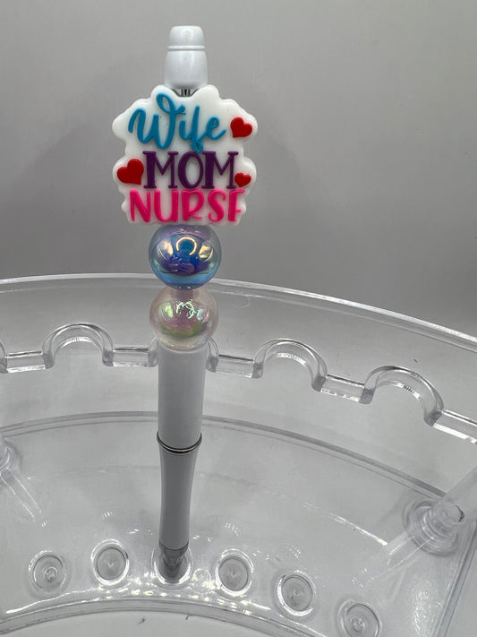Wife Mom Nurse Beaded Pen