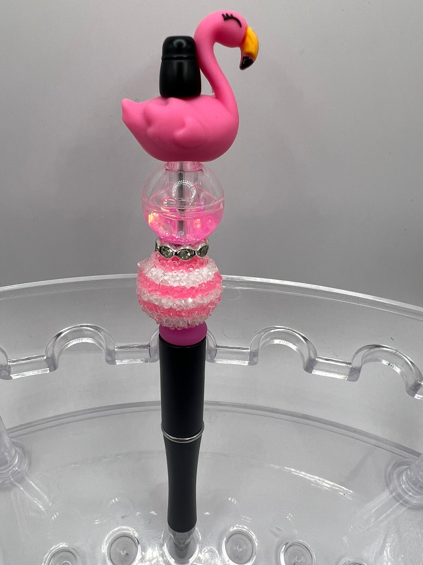 Pink flamingo beaded pen