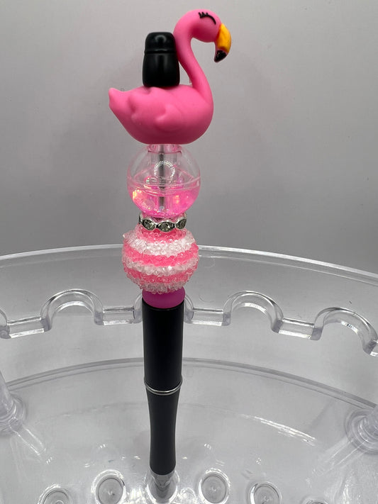 Pink flamingo beaded pen